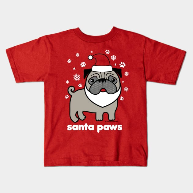 SANTA PAWS Kids T-Shirt by toddgoldmanart